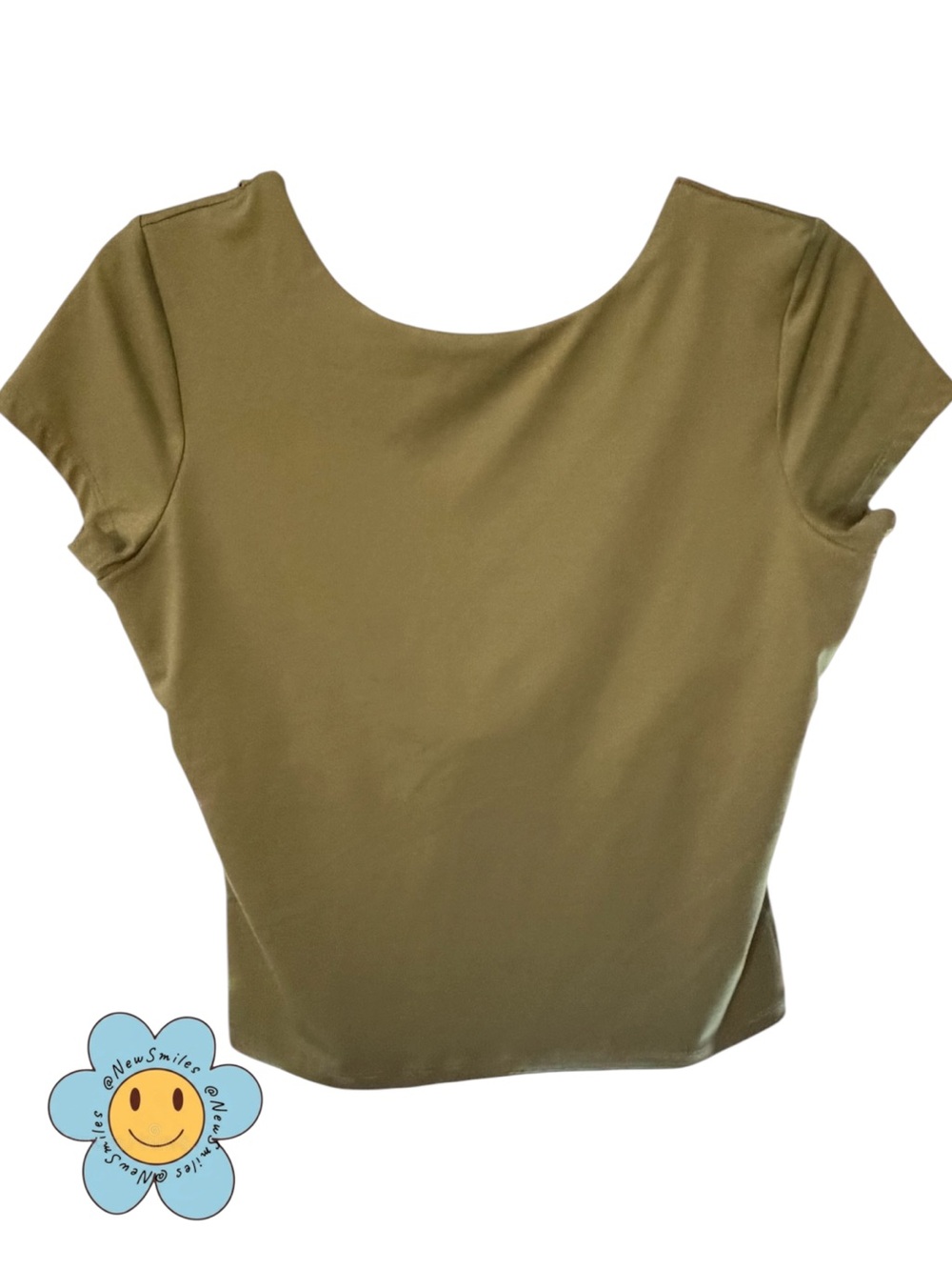 Cotton On ~ Crop Top ~ Olive ~ Cap Sleeves ~ Scoop Neck ~ Open Back to Mid-Way